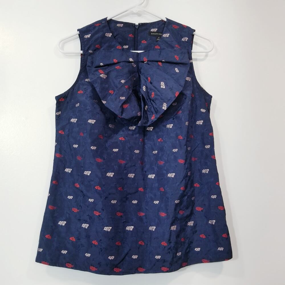 Banana Republic Embroidered Bow Ruffle Blouse